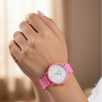 Star White Dial Rubber Strap Women's Watch
