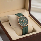 WHL Golden Numbers Dial Magnetic Rubber Strap Women's Watch