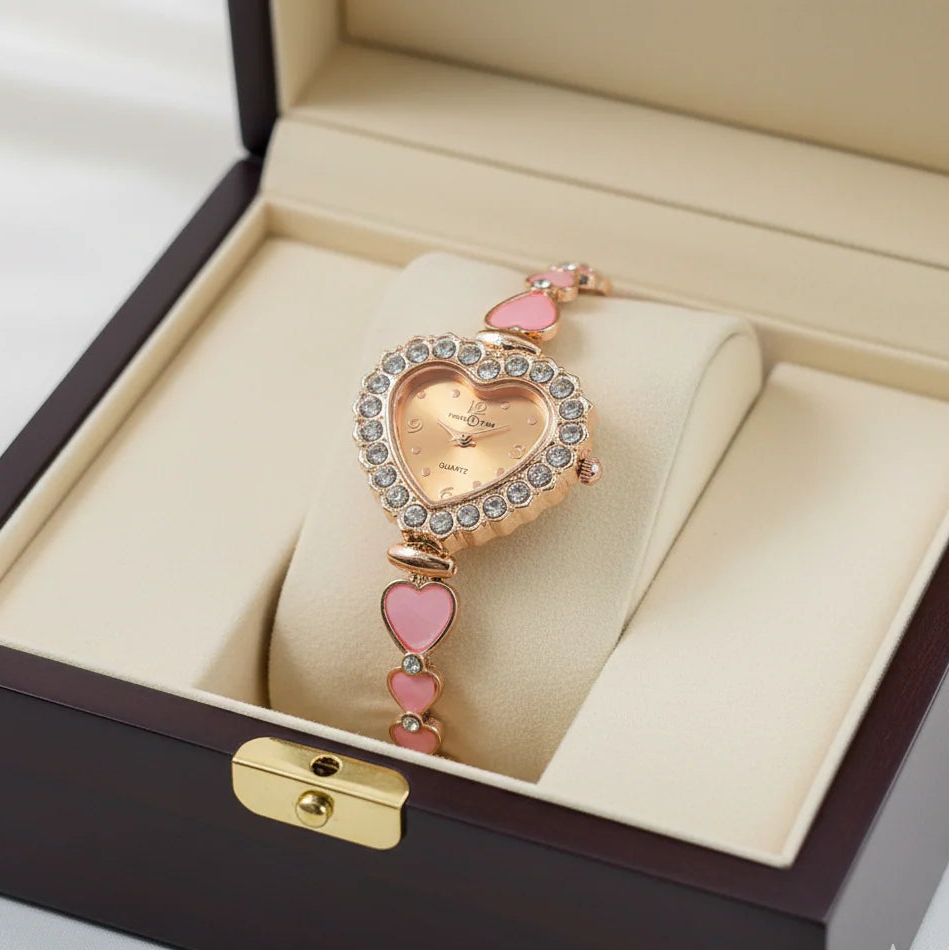 WHL Heart Round Stone Adjustable Women's Watch