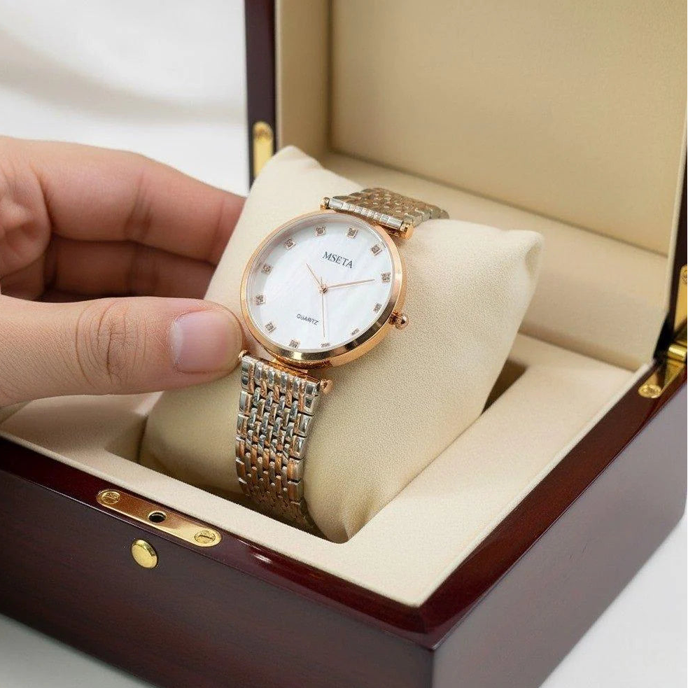 WHL Metal Band White Dial Crystal Women's Watch