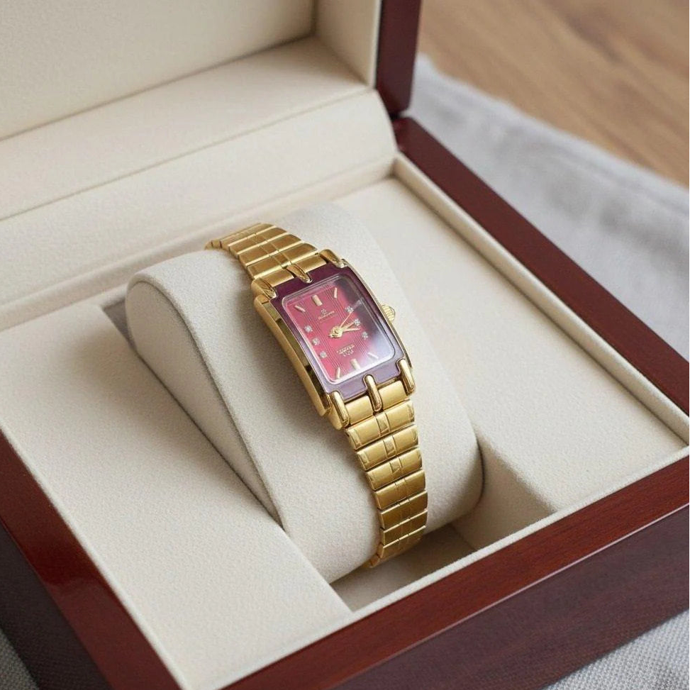 Rectangle Red Dial Women's Watch