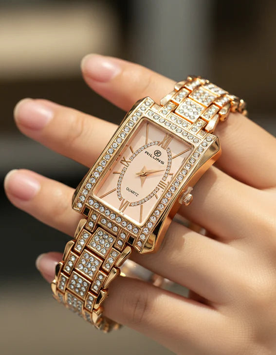 WHL Rectangle Stone Bezel Women's Watch