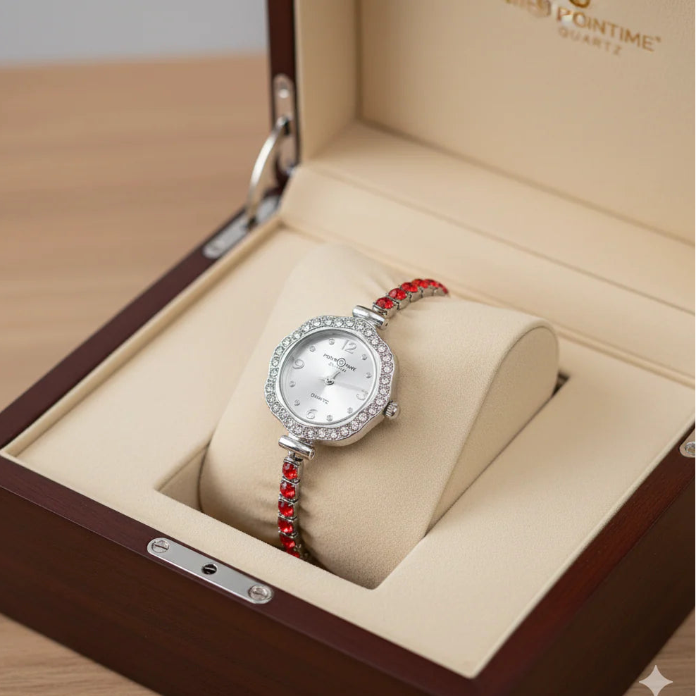 WHL Red Stone Bracelet Adjustable Women's Watch