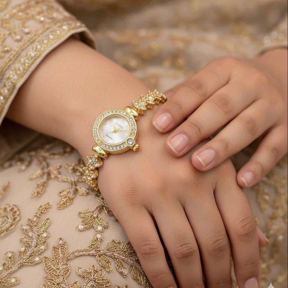 WHL Rhinestone Embellished Dial Women's Watch