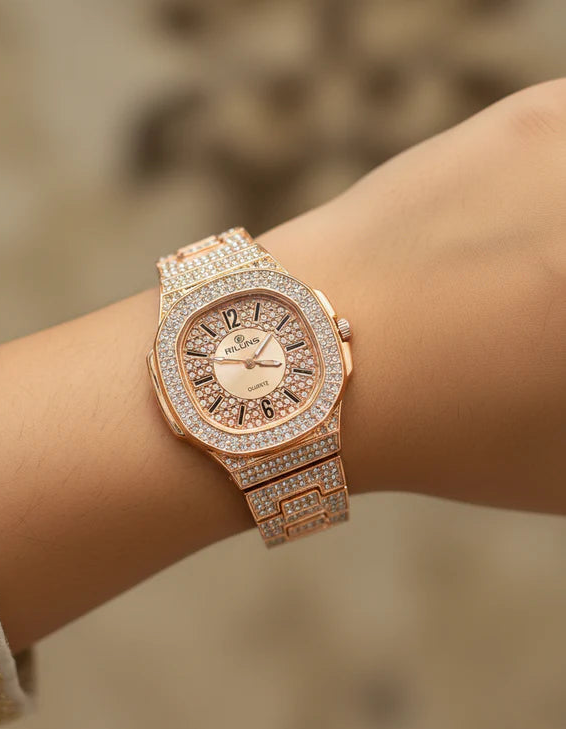 WHL Rhinestone Round Dial Women's Watch