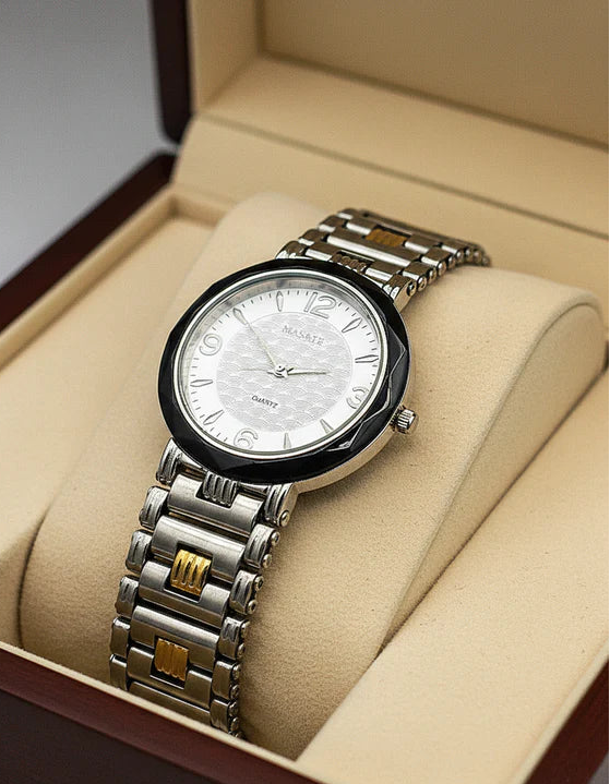 WHL Round Black Bezel Women's Watch