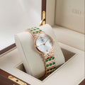 Round Green Stone Bracelet Women's Watch