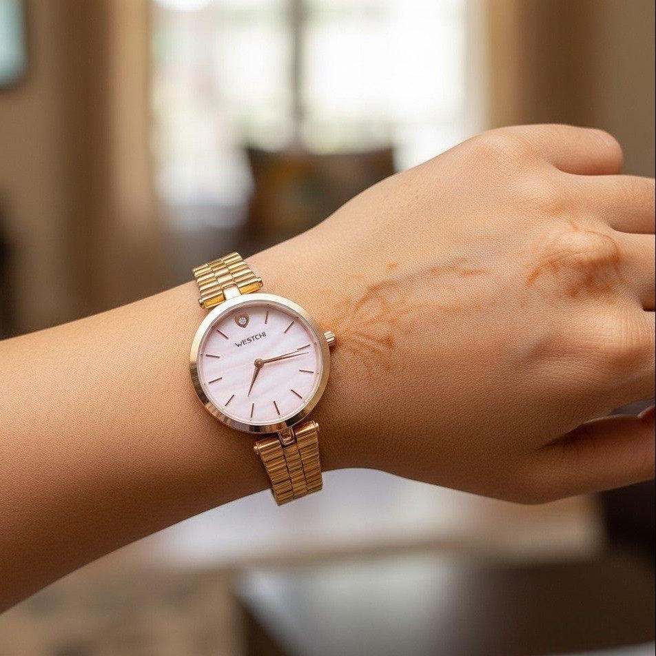 WHL Round Heart Stone Dial Women's Watch