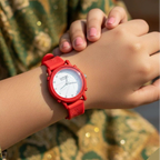 WHL Round Leaf Dial Rubber Strap Women's Watch
