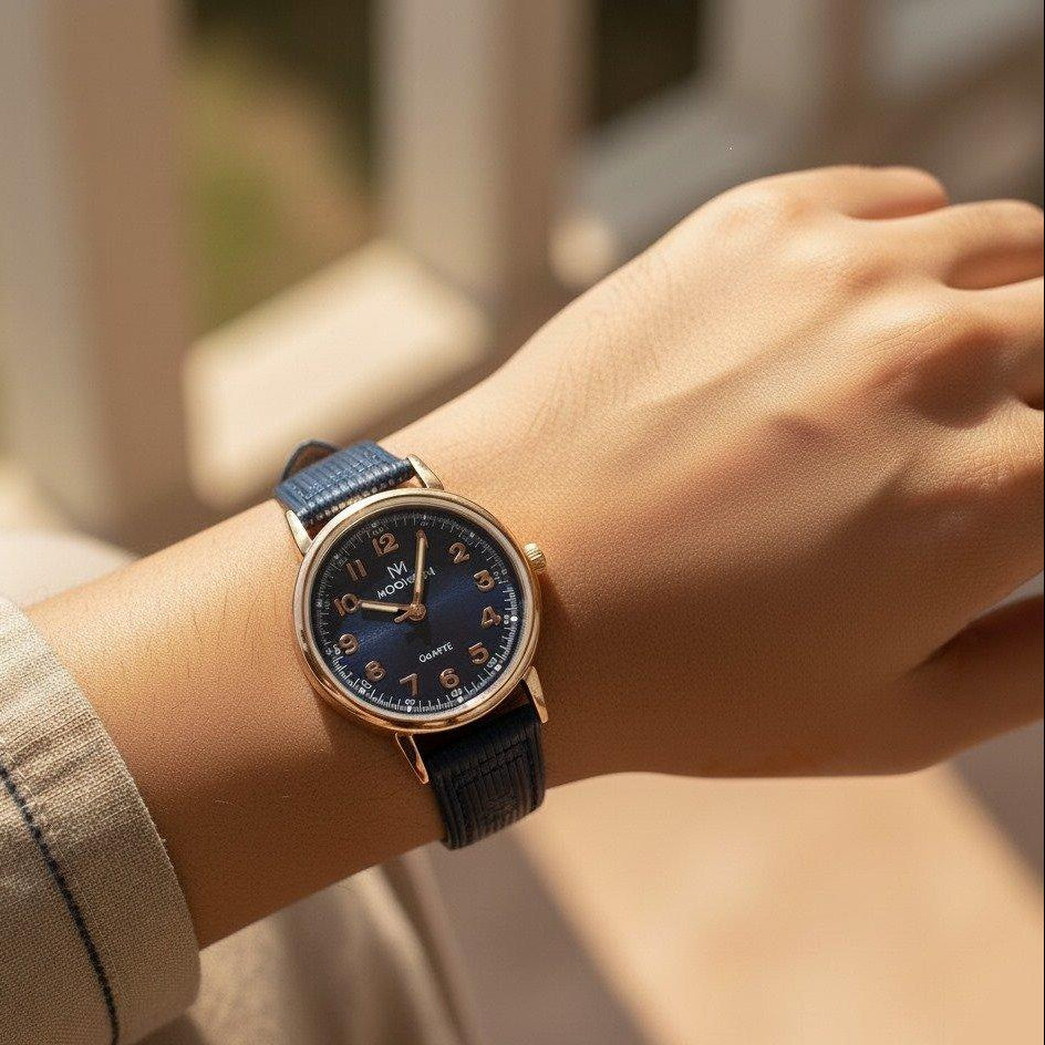 WHL Round Leather Strap Women's Watch