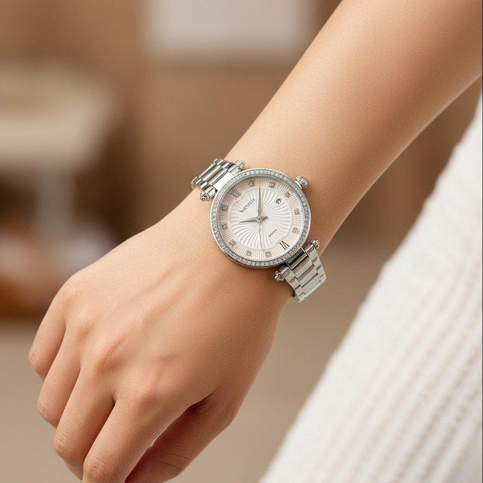WHL Round Rhinestone Analog Dial Women's Watch