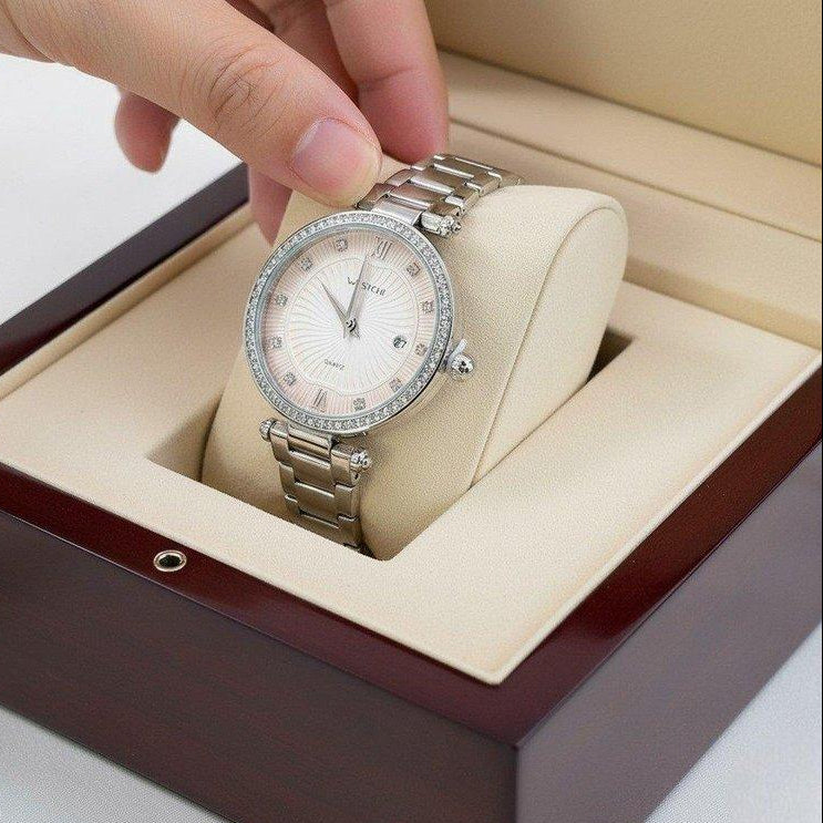 WHL Round Rhinestone Analog Dial Women's Watch