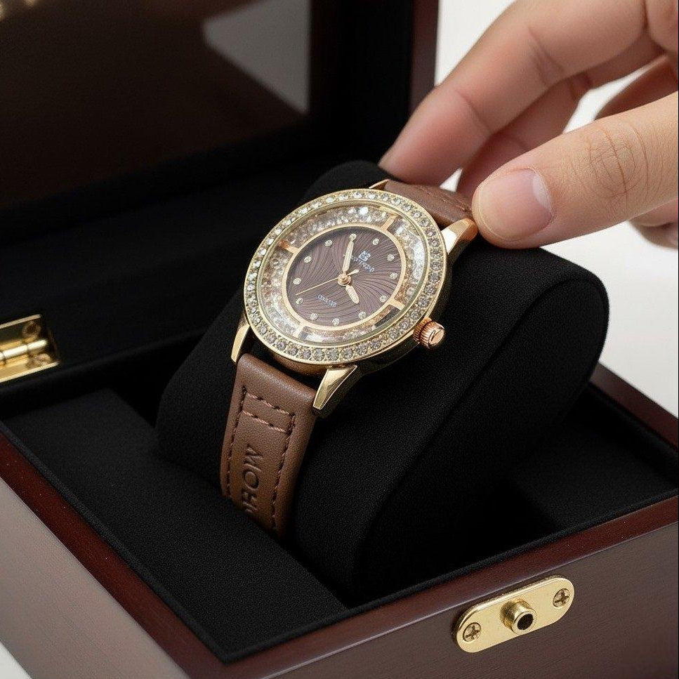 WHL Round Rhinestone Dial Women's Watch
