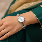WHL Round Rhinestone Link Bracelet Women's Watch