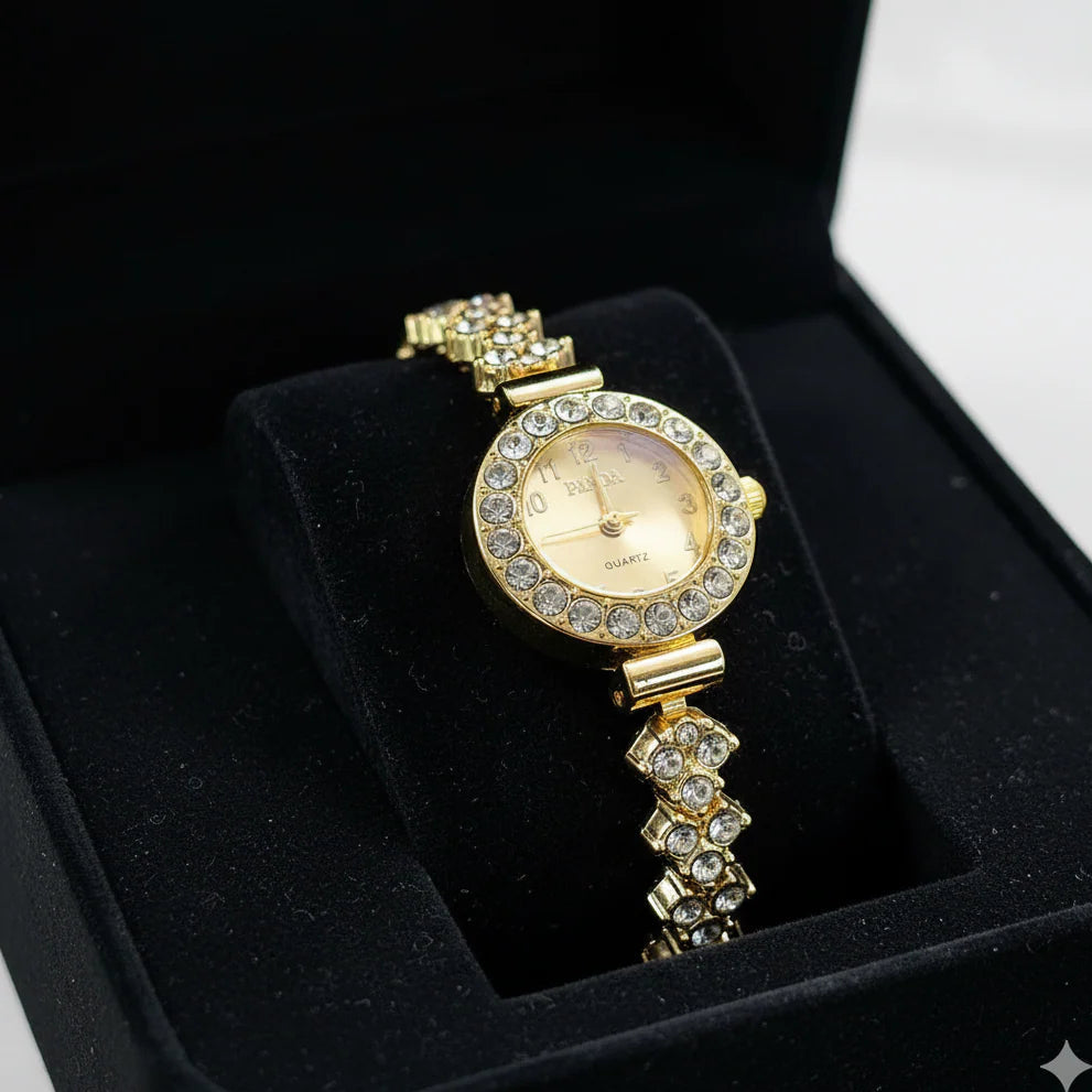 WHL Round Rhinestone Link Dial Women's Watch
