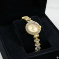 WHL Round Rhinestone Link Dial Women's Watch