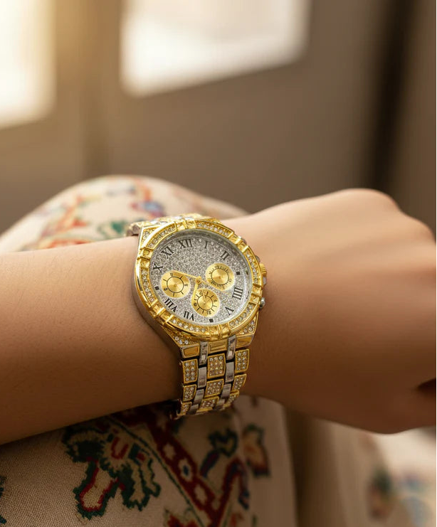 WHL Round Rhinestone Women's Watch