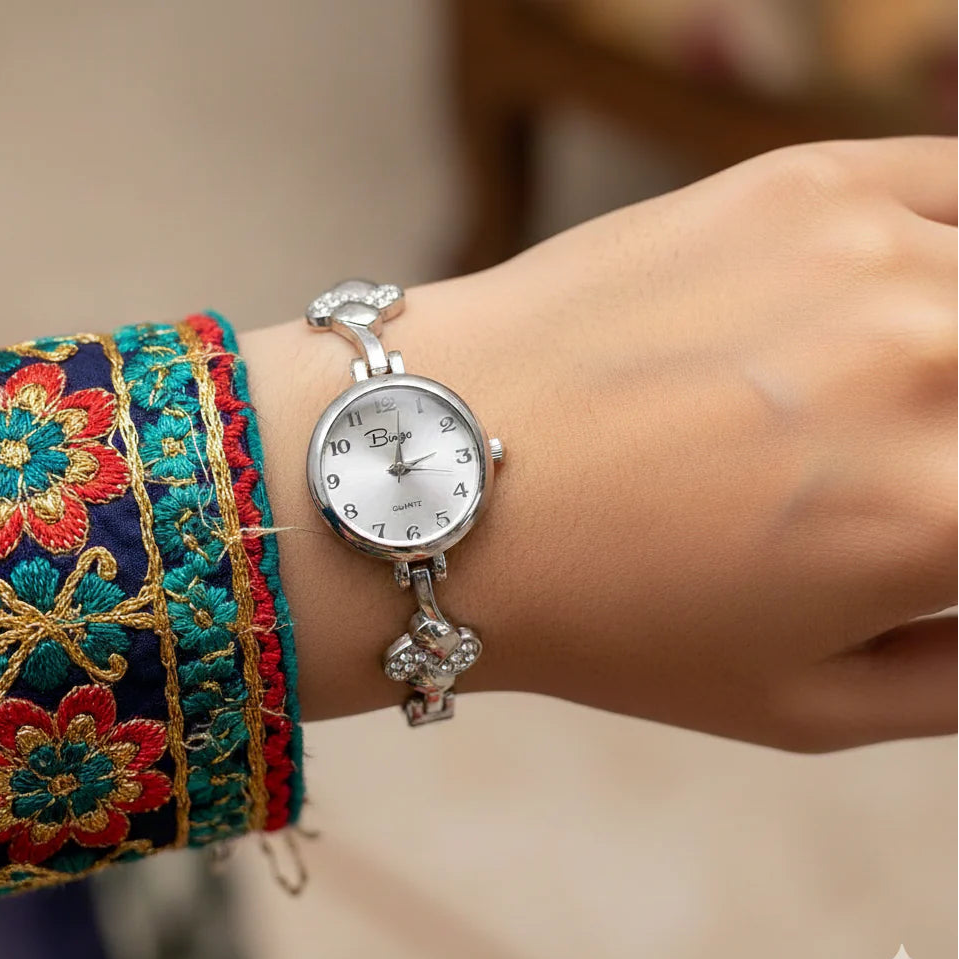 WHL Round Silver Chain Dial Women's Watch
