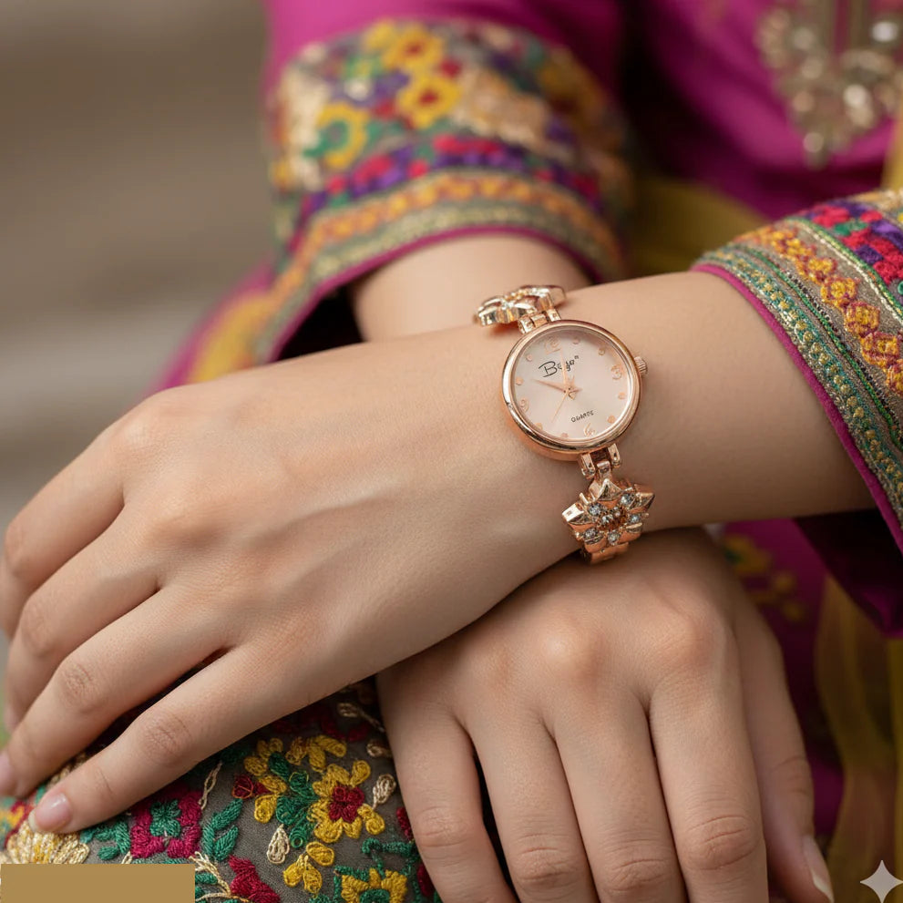 WHL Round Star Stone Chain Women's Watch