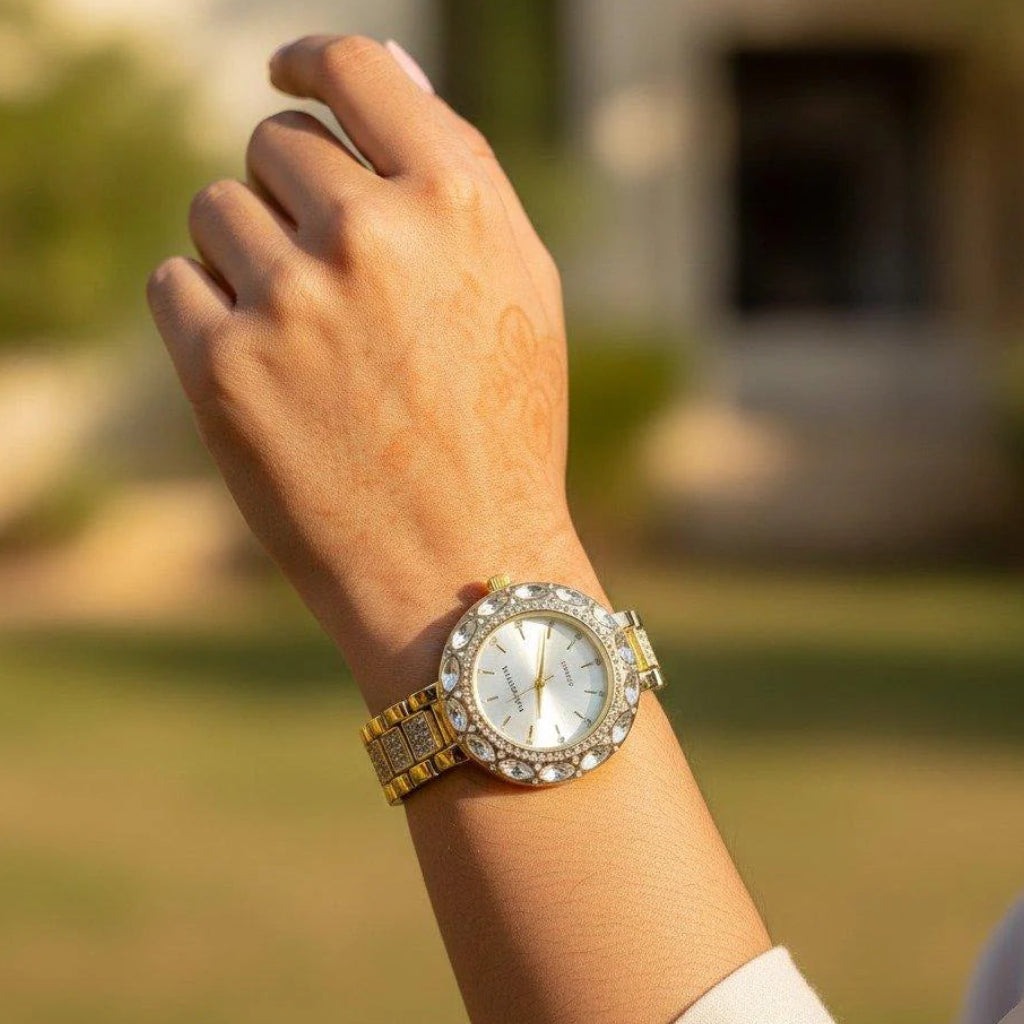 WHL Round Marquise Stone Bezel Women's Watch