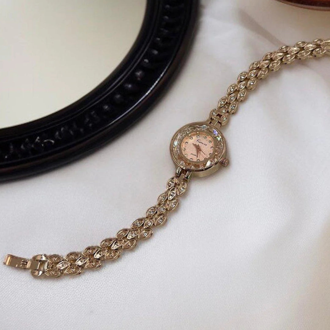 WHL Round Rhinestone Bezel Women's Watch