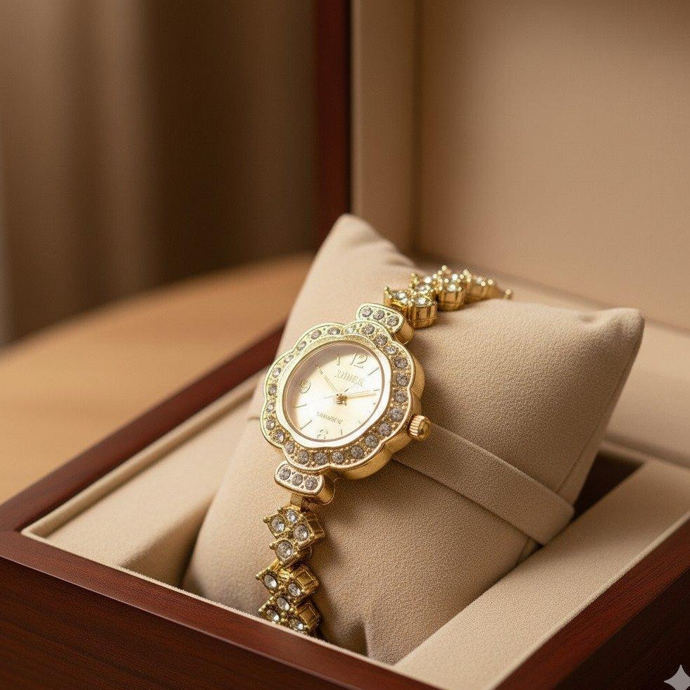 WHL Flower Shaped Bezel Women's Watch