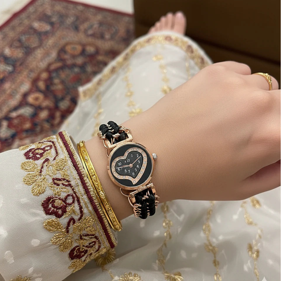 WHL Heart Dial Adjustable Bracelet Women's Watch