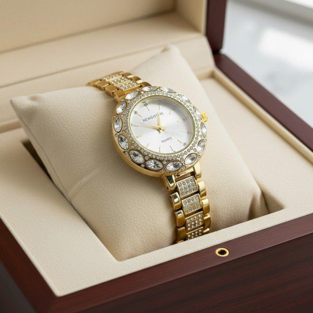 WHL Round Marquise Stone Bezel Women's Watch