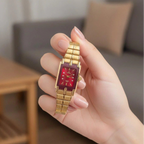 Rectangle Red Dial Women's Watch