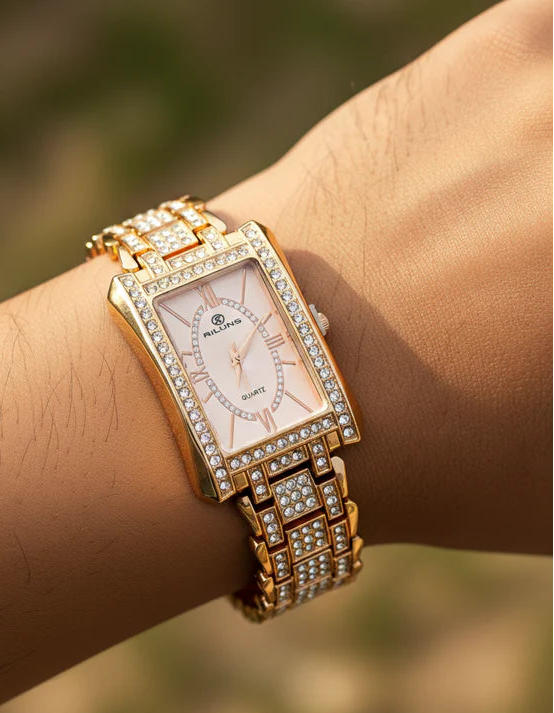 WHL Rectangle Stone Bezel Women's Watch