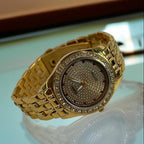 Round Bezel Red Stone Dial Women's Watch