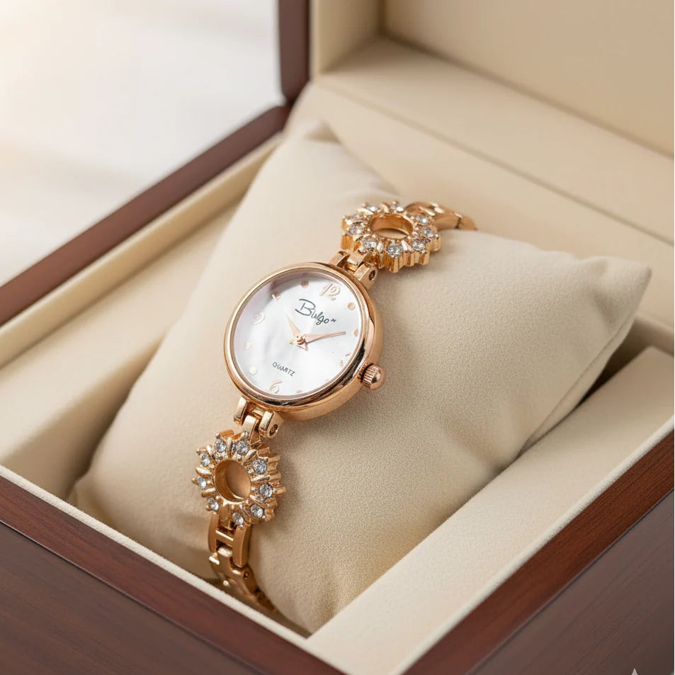 WHL Round Circle Stone Chain Women's Watch