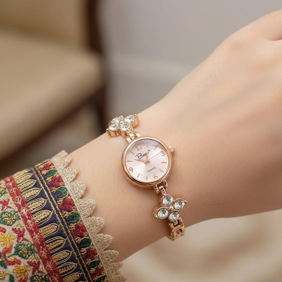 WHL Round Flower Chain Women's Watch
