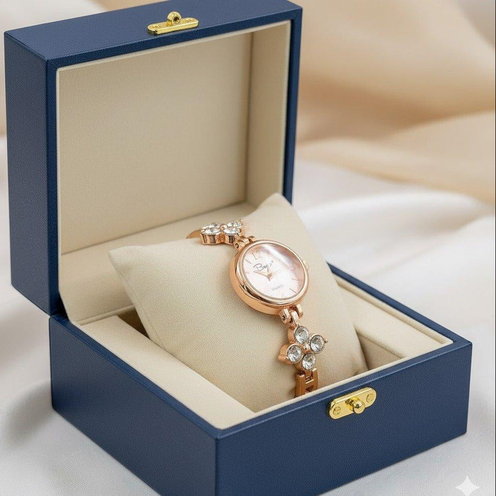 WHL Round Flower Chain Women's Watch