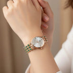 Round Green Stone Bracelet Women's Watch