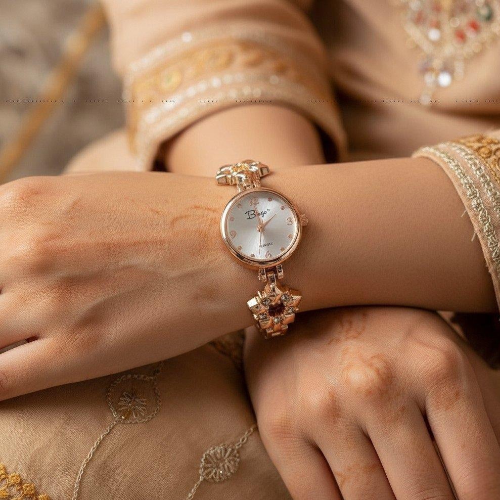 WHL Round Star Stone Chain Women's Watch