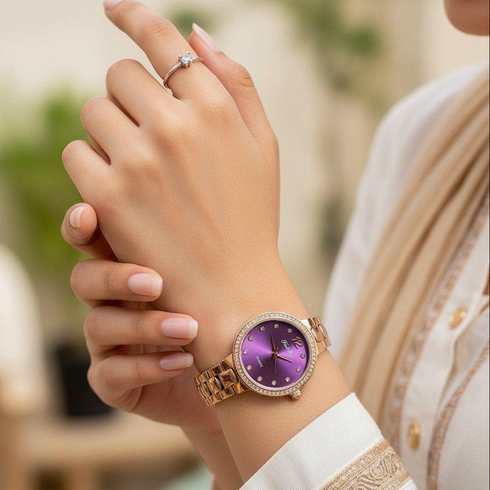 WHL Round Stone Dial Women's Watch