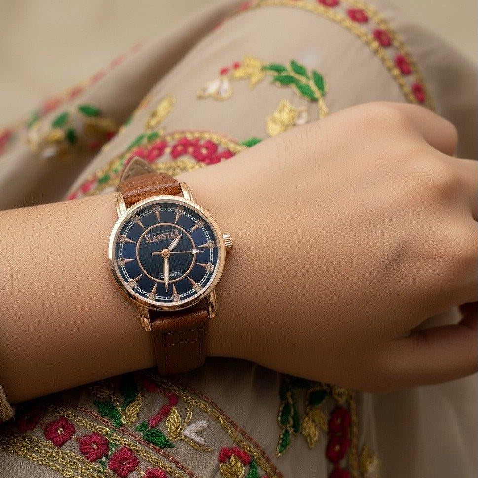 WHL Round Stone Dial Women's Watch