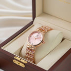 WHL Round Pink Stone Bracelet Women's Watch